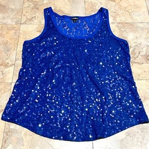 EXPRESS  I  Sequin Front, Lace Design Back Tank Top